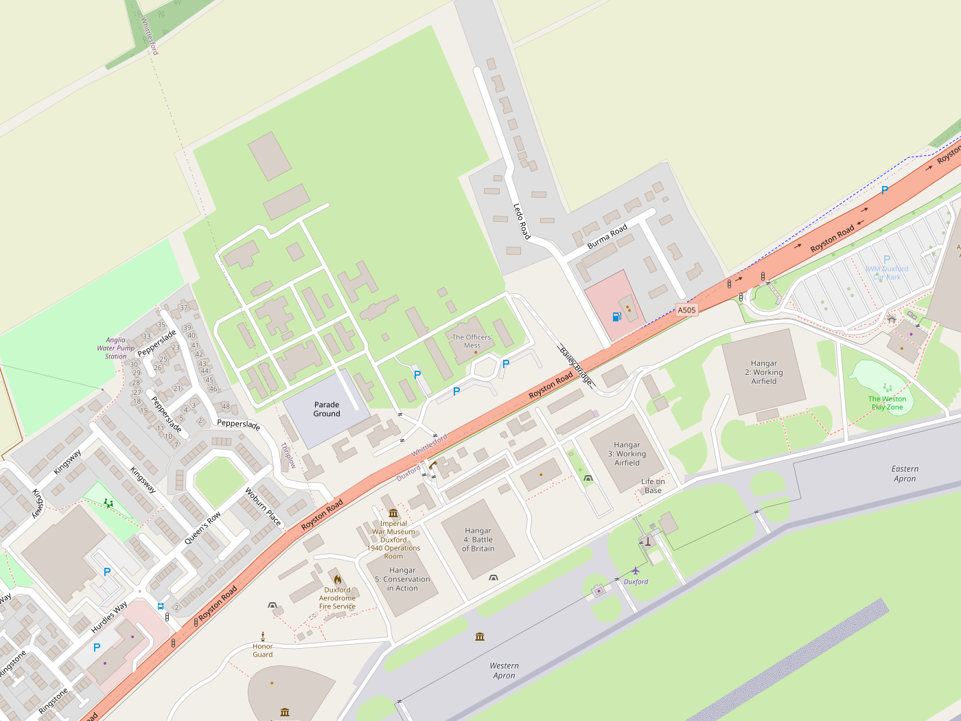 Map showing the Duxford, Cambridgeshire area around our by-appointment visiting address